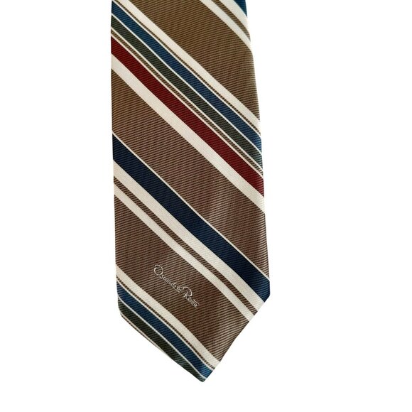 Vintage Oscar De La Renta Striped Silk Necktie 56 in Long 3.5 in Wide - Picture 2 of 6